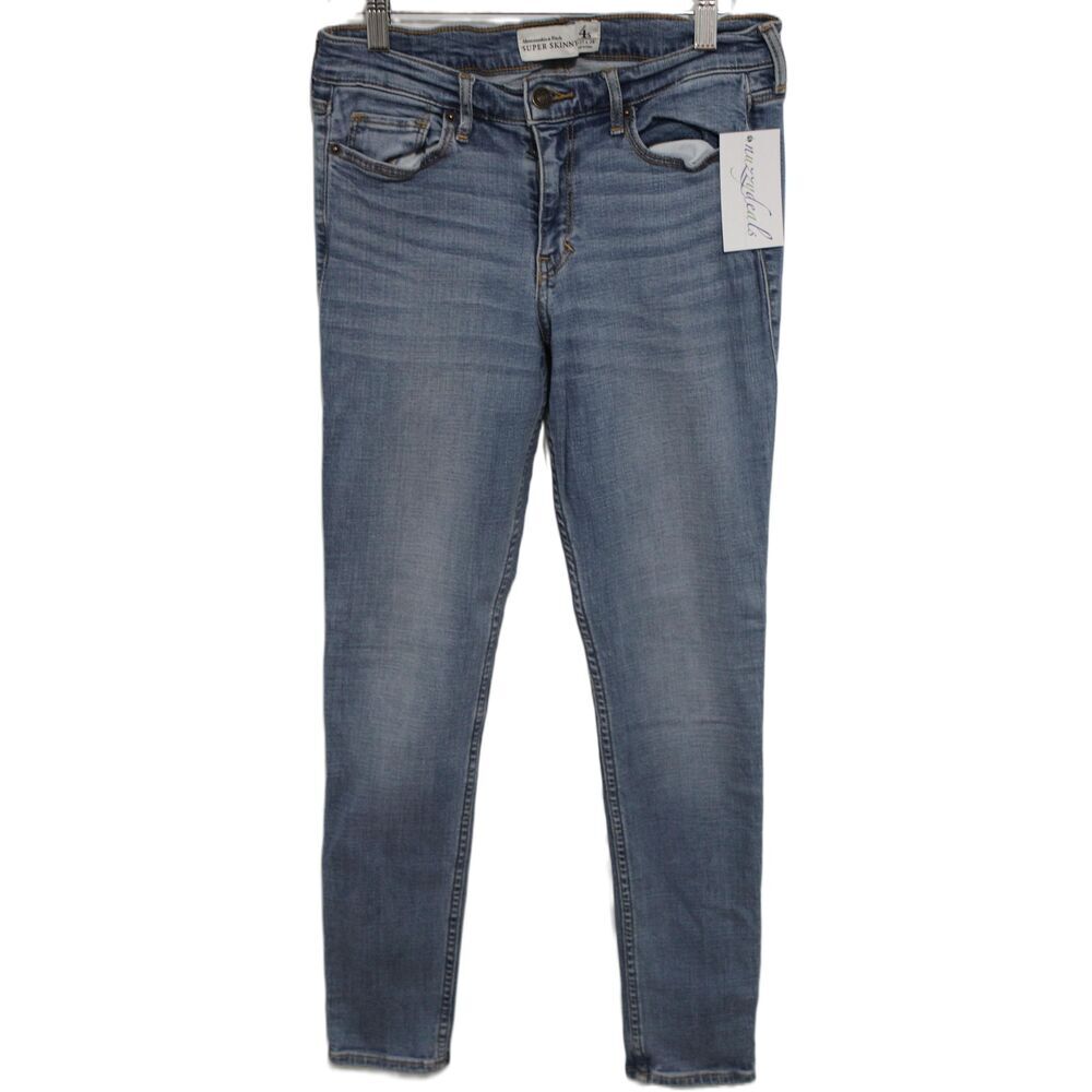 Womens Abercrombie & Fitch Super Skinny Blue Denim Light Wash Jeans Size 4 Short